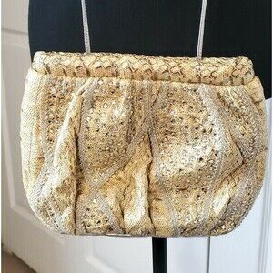 Rita Diana for Mylinka Snakeskin Purse Cowhide Strap Swarovski Crystal Handbag